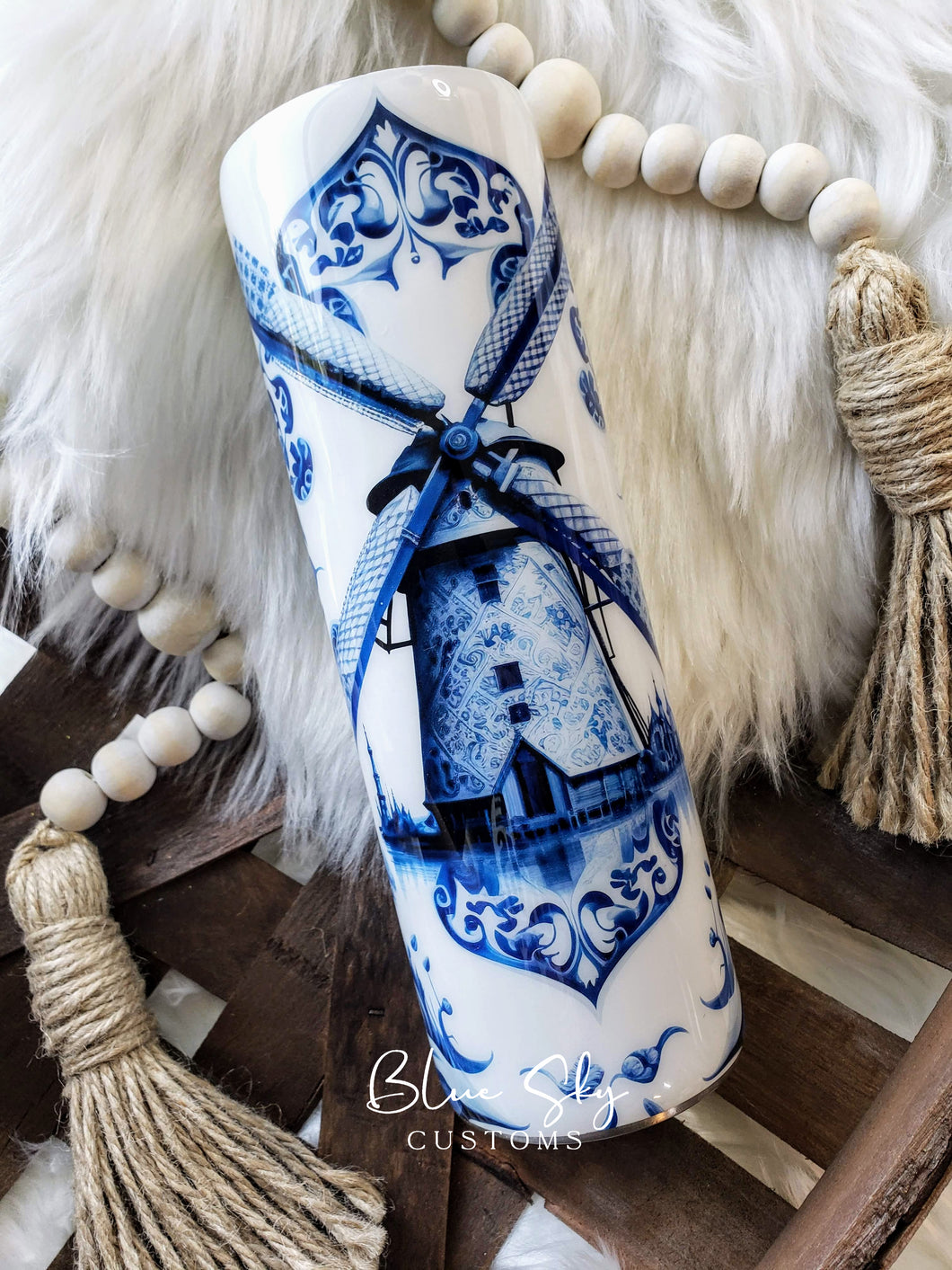 Delft Blue Windmill Tumbler