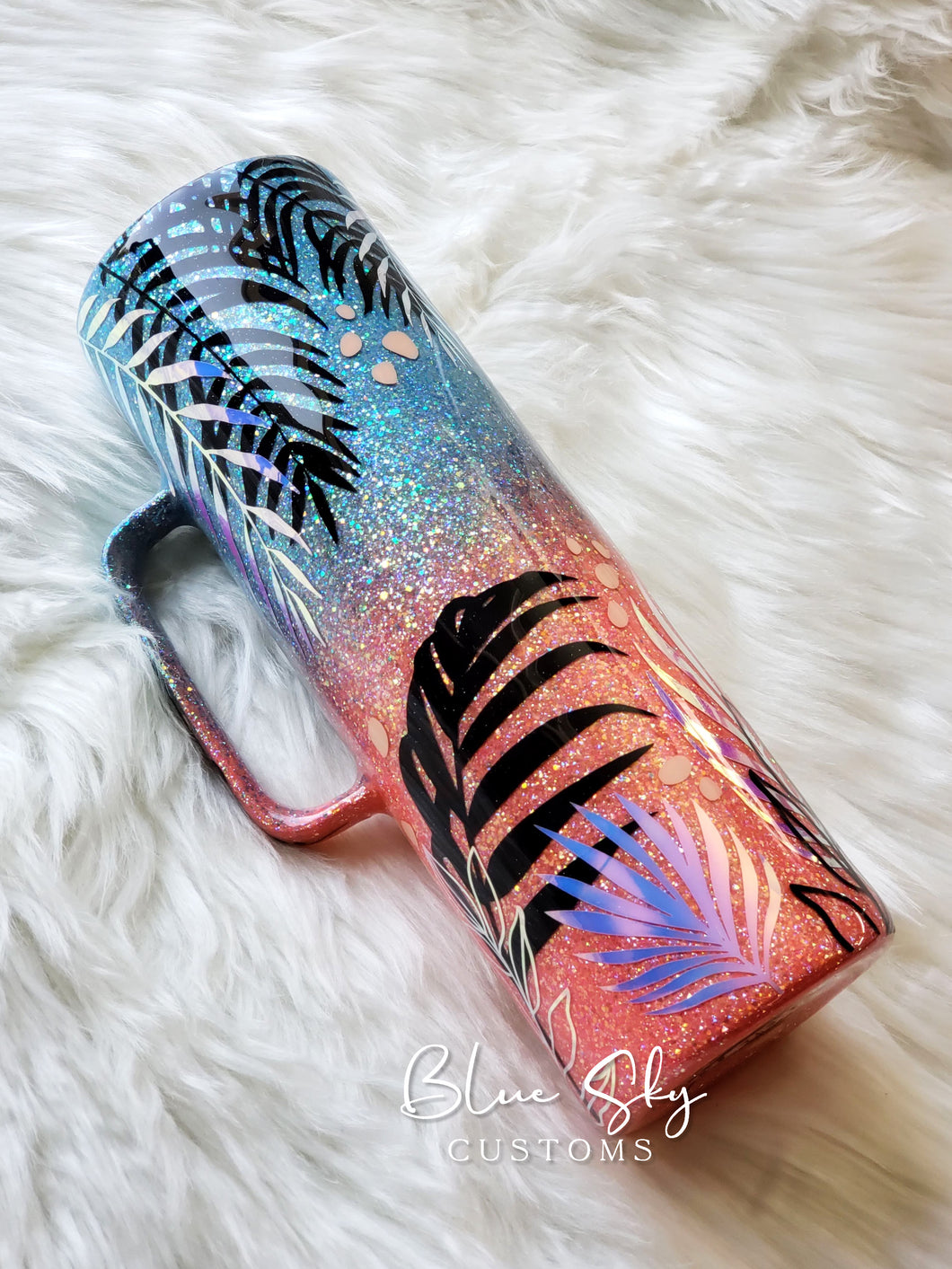 Tropical Leaves Ombre Tumbler