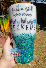 Load image into Gallery viewer, Just A Girl Who Loves Peckers Glitter Tumbler
