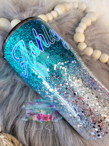 Teal & Silver Ombre Tumbler