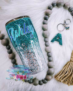 Teal & Silver Ombre Tumbler