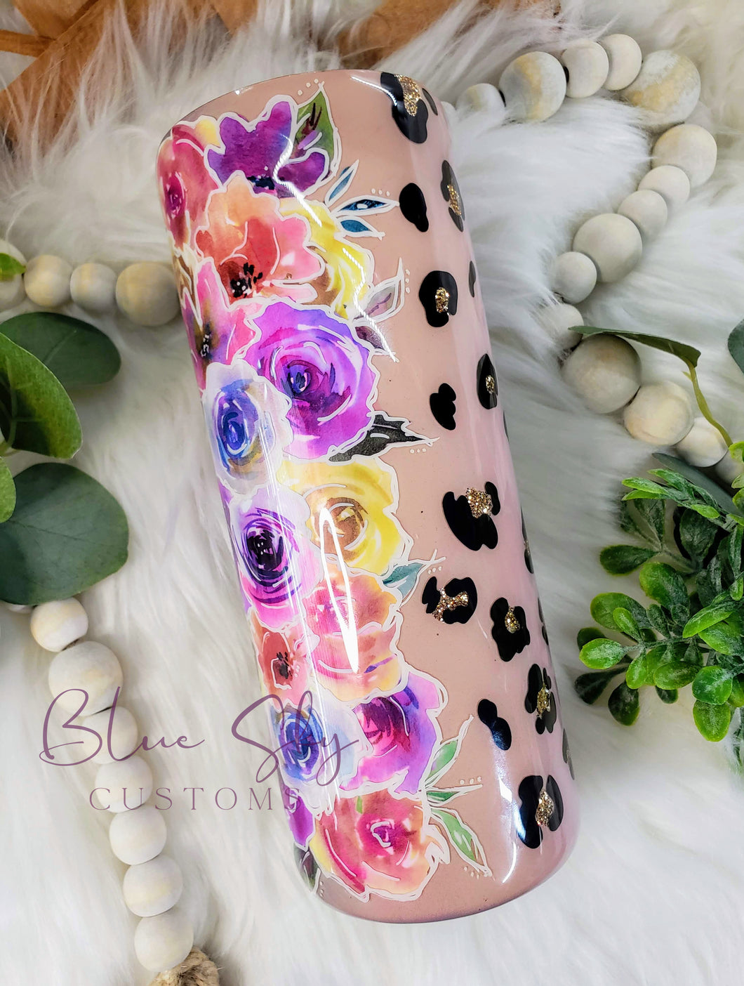 Floral Leopard Ombre Tumbler