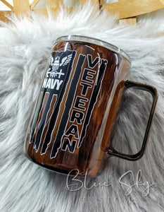 Navy Veteran Wood Grain Tumbler