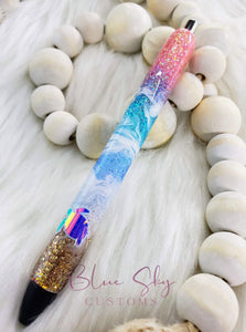 Beach Themed Epoxy Glitter Pen