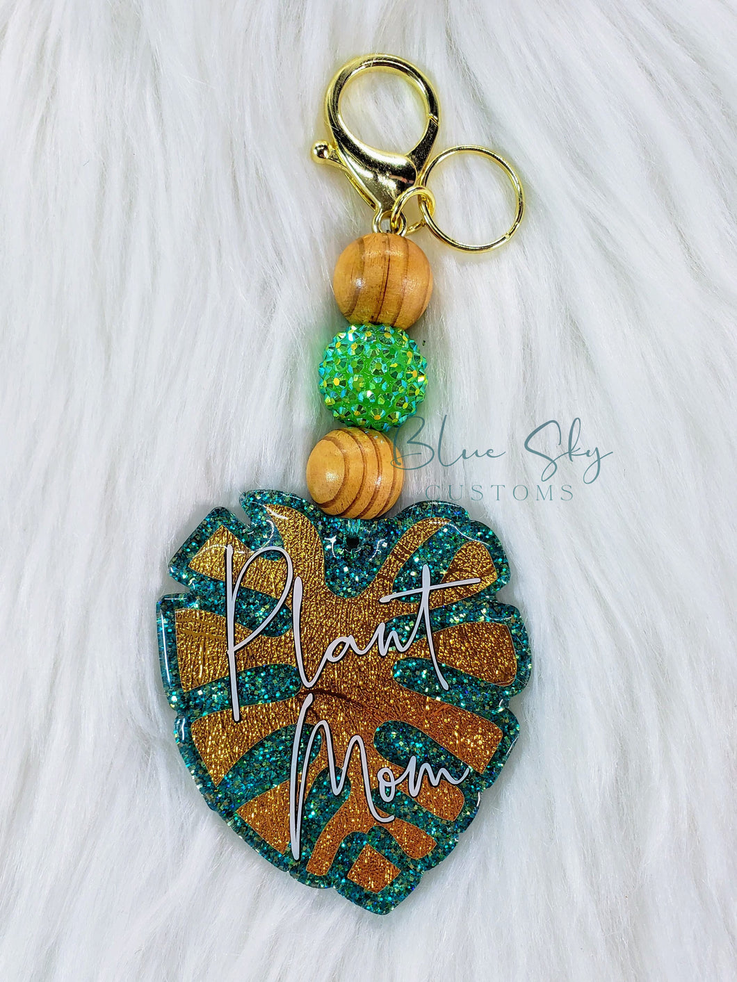 Plant Mom Monstera Leaf Keychain