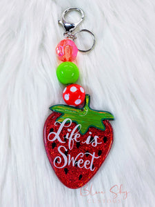 Life Is Sweet Strawberry Keychain