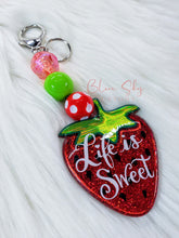 Load image into Gallery viewer, Life Is Sweet Strawberry Keychain
