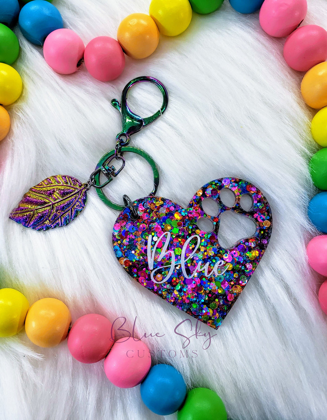 Paw Print Heart Keychain