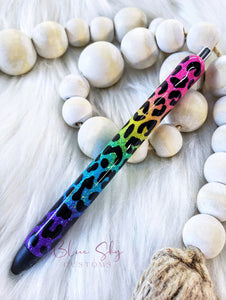 Rainbow Ombre Leopard Print Pen