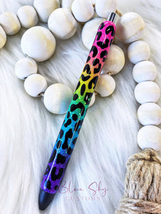 Rainbow Ombre Leopard Print Pen