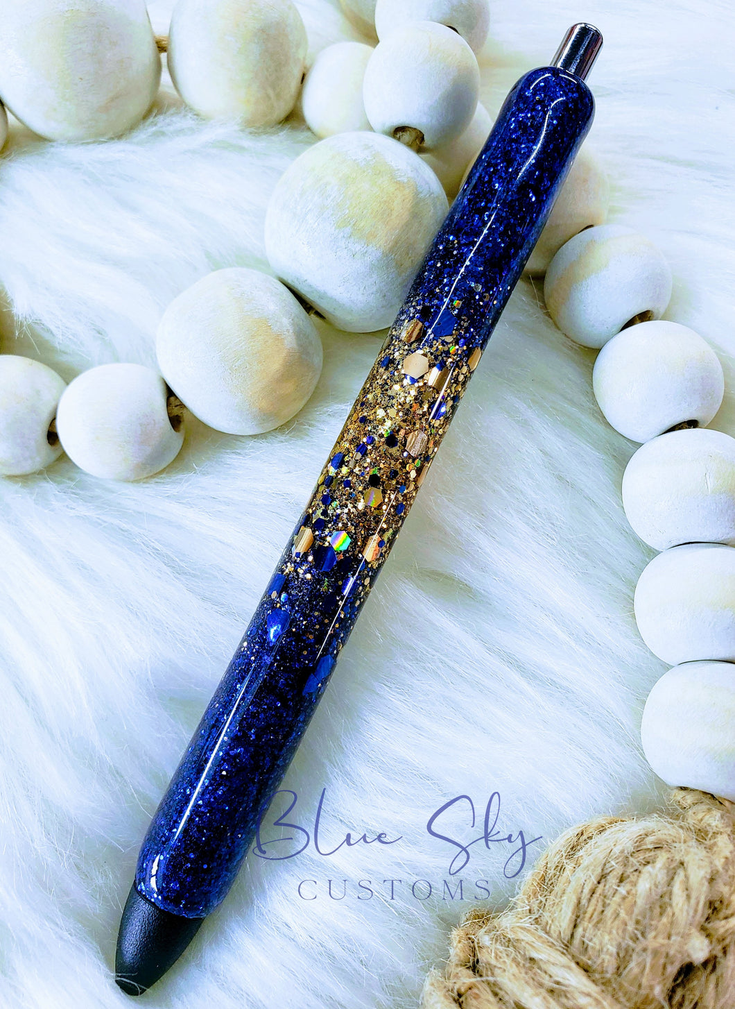 Navy & Gold Ombre Burst Pen