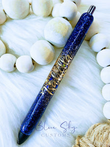 Navy & Gold Ombre Burst Pen