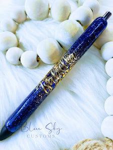 Navy & Gold Ombre Burst Pen