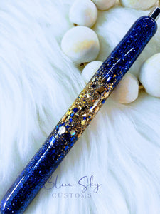 Navy & Gold Ombre Burst Pen