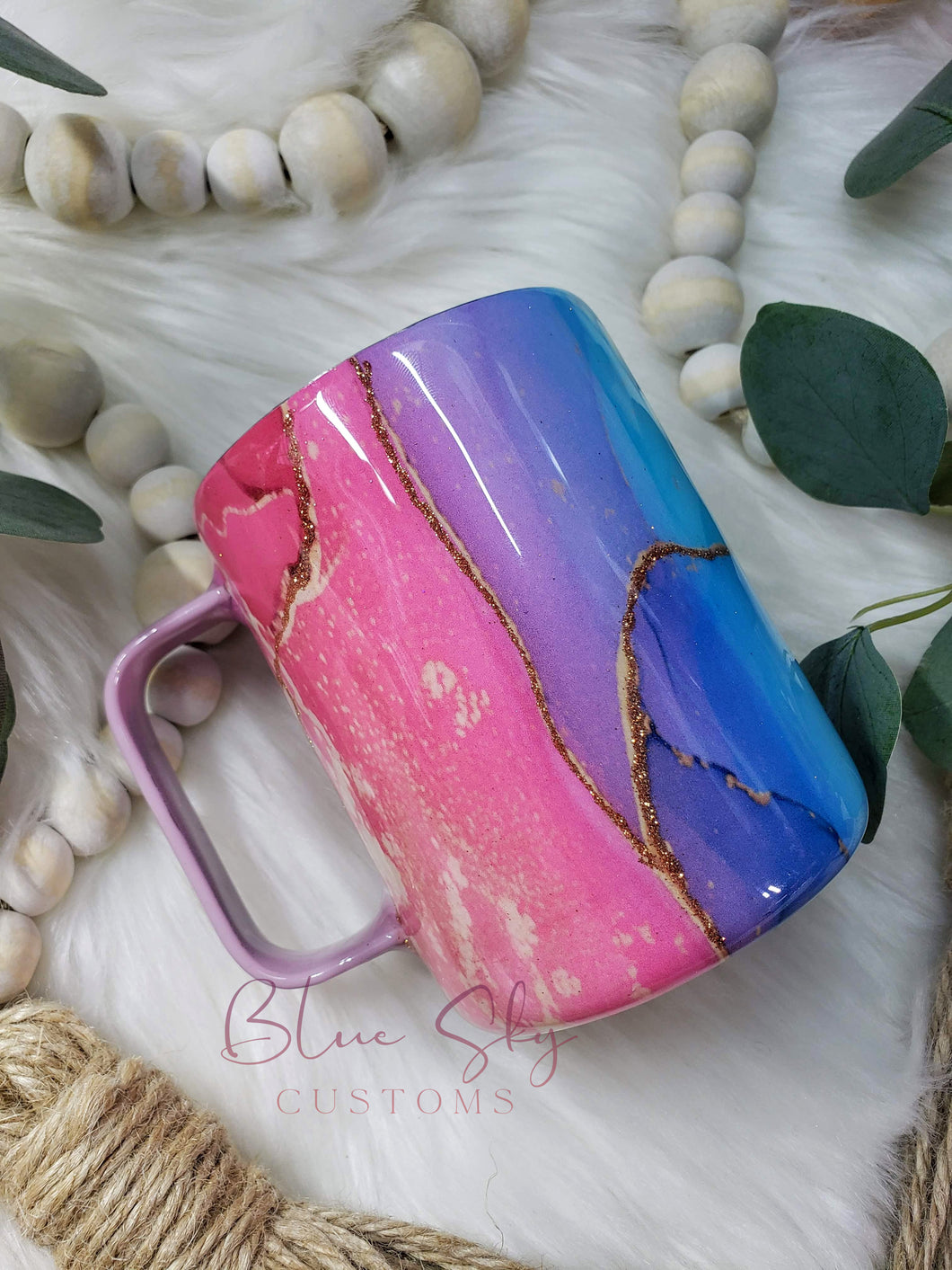 Abstract Pink Blue & Lavender Marble Tumbler