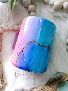 Abstract Pink Blue & Lavender Marble Tumbler