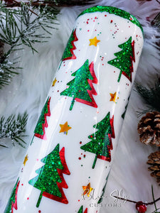 Traditional Christmas Tree Peekaboo Glitter Tumbler