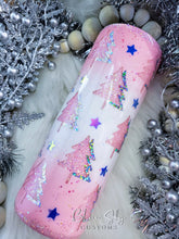 Load image into Gallery viewer, Pink Christmas Tree Peekaboo Glitter Tumbler
