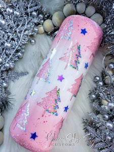 Pink Christmas Tree Peekaboo Glitter Tumbler