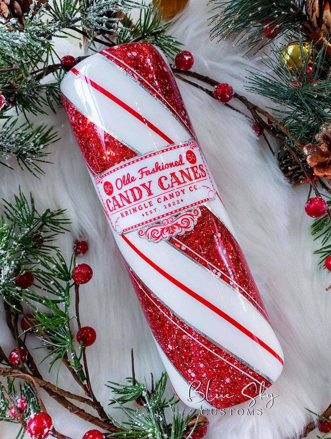 Candy Cane Glitter Tumbler