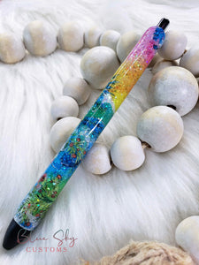 Stained Glass Flowers Glitter Pen