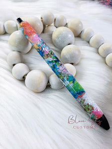 Stained Glass Flowers Glitter Pen