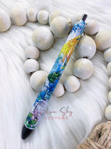 Stained Glass Flowers Glitter Pen