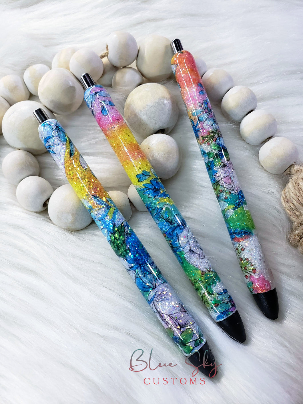 Stained Glass Flowers Glitter Pen