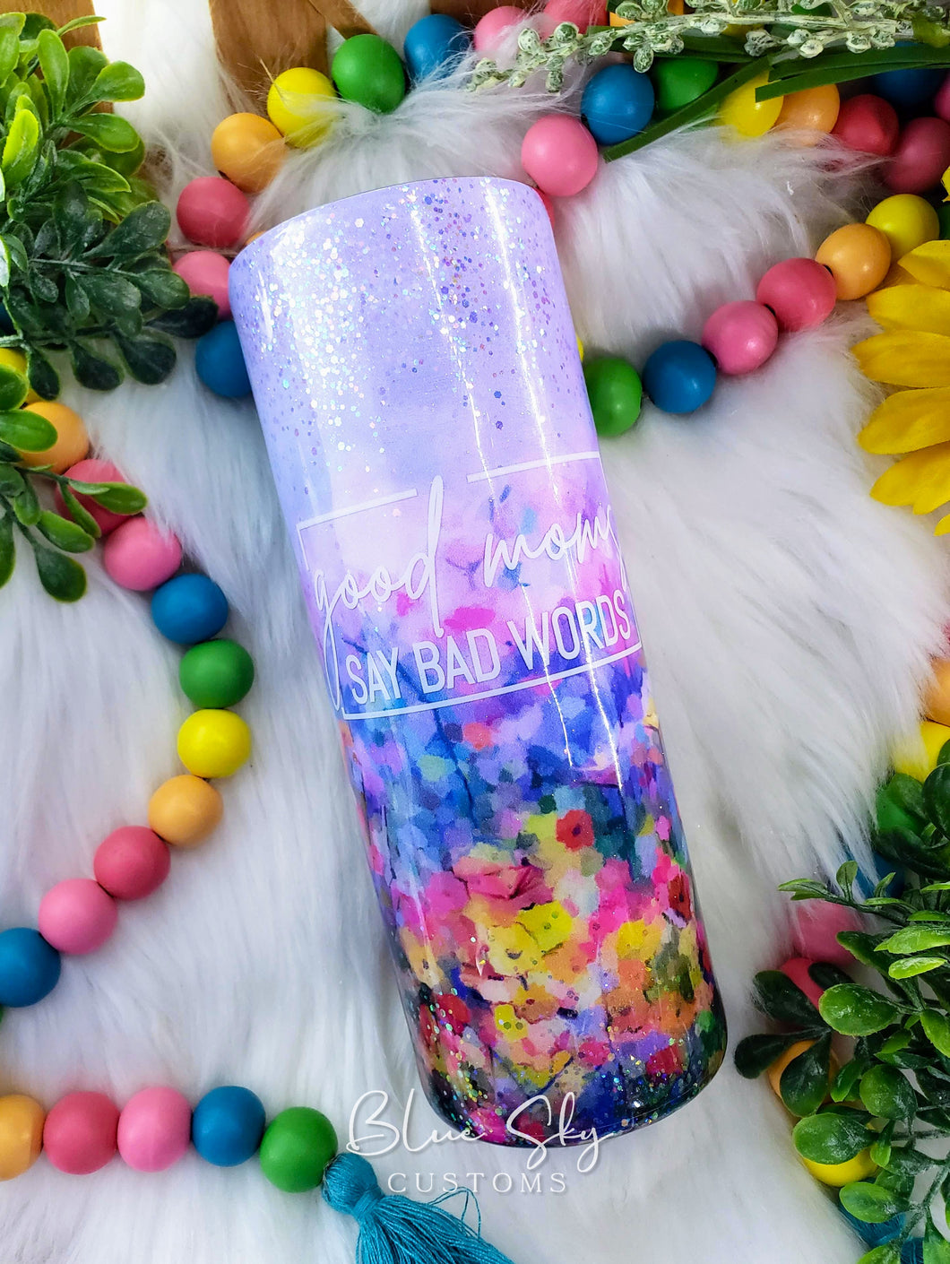 Good Moms Say Bad Words Glitter Tumbler